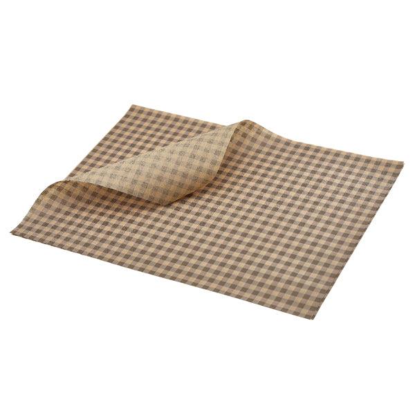 Greaseproof Paper Brown Gingham Print 35 x 25cm - BESPOKE 77