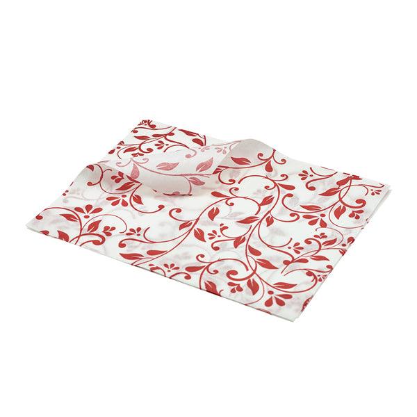 Greaseproof Paper Red Floral Print 25 x 20cm - BESPOKE 77