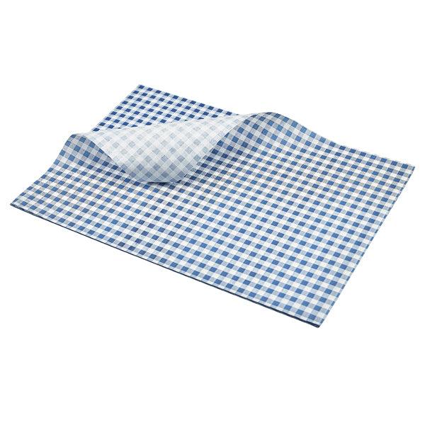Greaseproof Paper Blue Gingham Print 35 x 25cm - BESPOKE 77