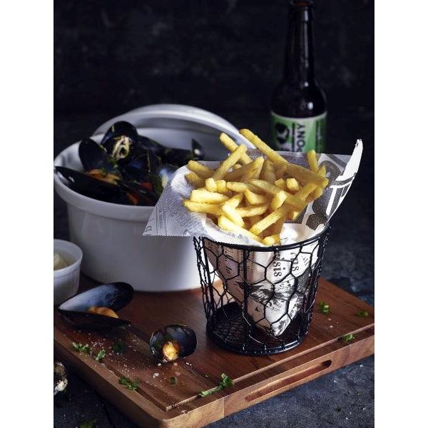 Greaseproof Paper Bags White Newspaper Print 17.5 x 17.5cm - BESPOKE 77