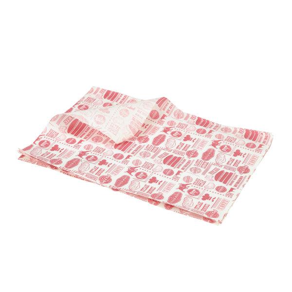 Greaseproof Paper Red Steak House Design 25 x 35cm - BESPOKE 77