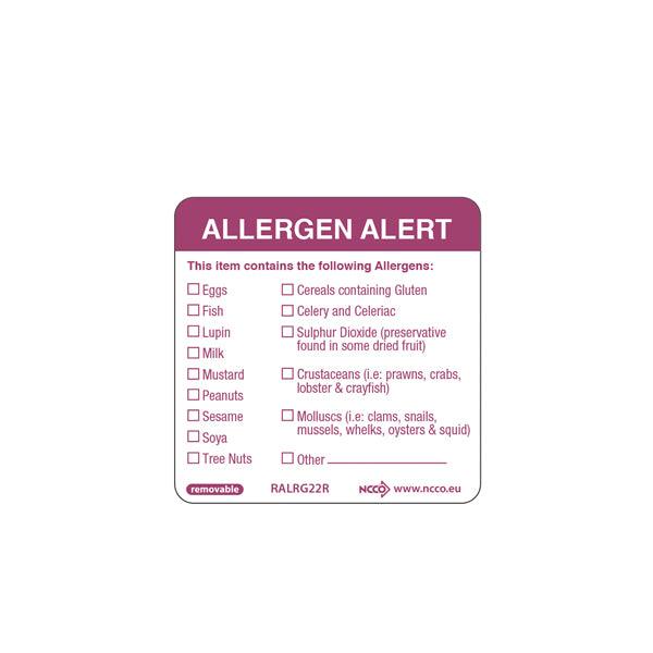 50X50mm Removable Allergen Label (500) - BESPOKE 77