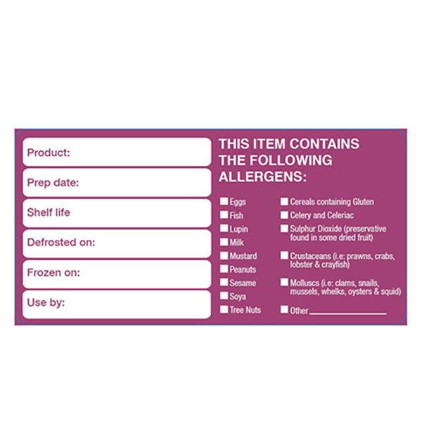 50x100mm Removable Product/Allergen Label (500) - BESPOKE 77
