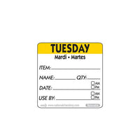 50mm Tuesday Removable Day Label (500) - BESPOKE 77