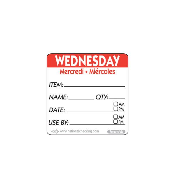 50mm Wednesday Removable Day Label (500) - BESPOKE 77