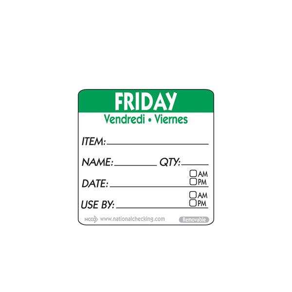 50mm Friday Removable Day Label (500) - BESPOKE 77
