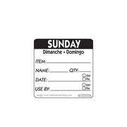 50mm Sunday Removable Day Label (500) - BESPOKE 77