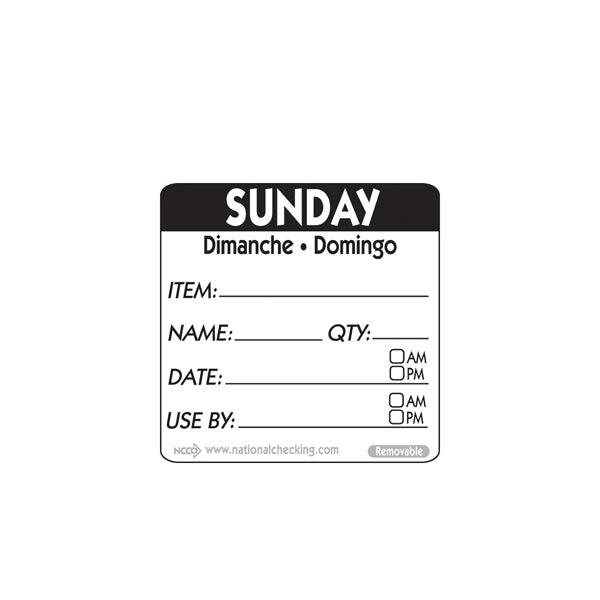 50mm Sunday Removable Day Label (500) - BESPOKE 77