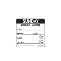 50mm Sunday Removable Day Label (500) - BESPOKE 77