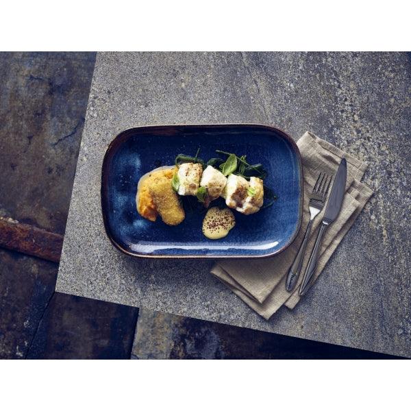 Terra Porcelain Aqua Blue Rectangular Plate 24 x 16.5cm - BESPOKE 77