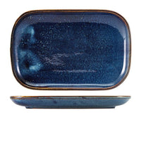 Terra Porcelain Aqua Blue Rectangular Plate 34.5 x 23.5cm - BESPOKE 77