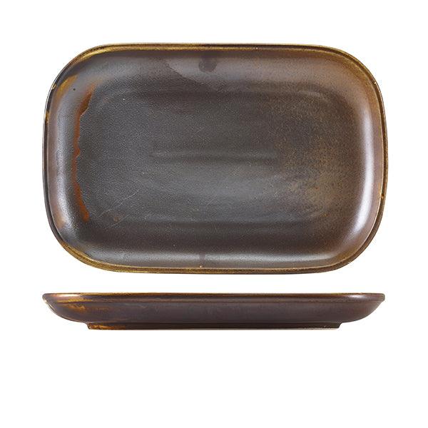 Terra Porcelain Rustic Copper Rectangular Plate 29 x 19.5cm - BESPOKE 77