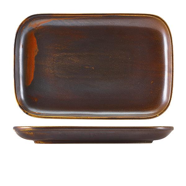 Terra Porcelain Rustic Copper Rectangular Plate 34.5 x 23.5cm - BESPOKE 77