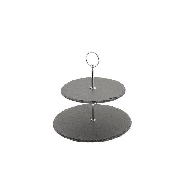 Genware Slate 2-Tier Cake Stand 20/25cm - BESPOKE 77