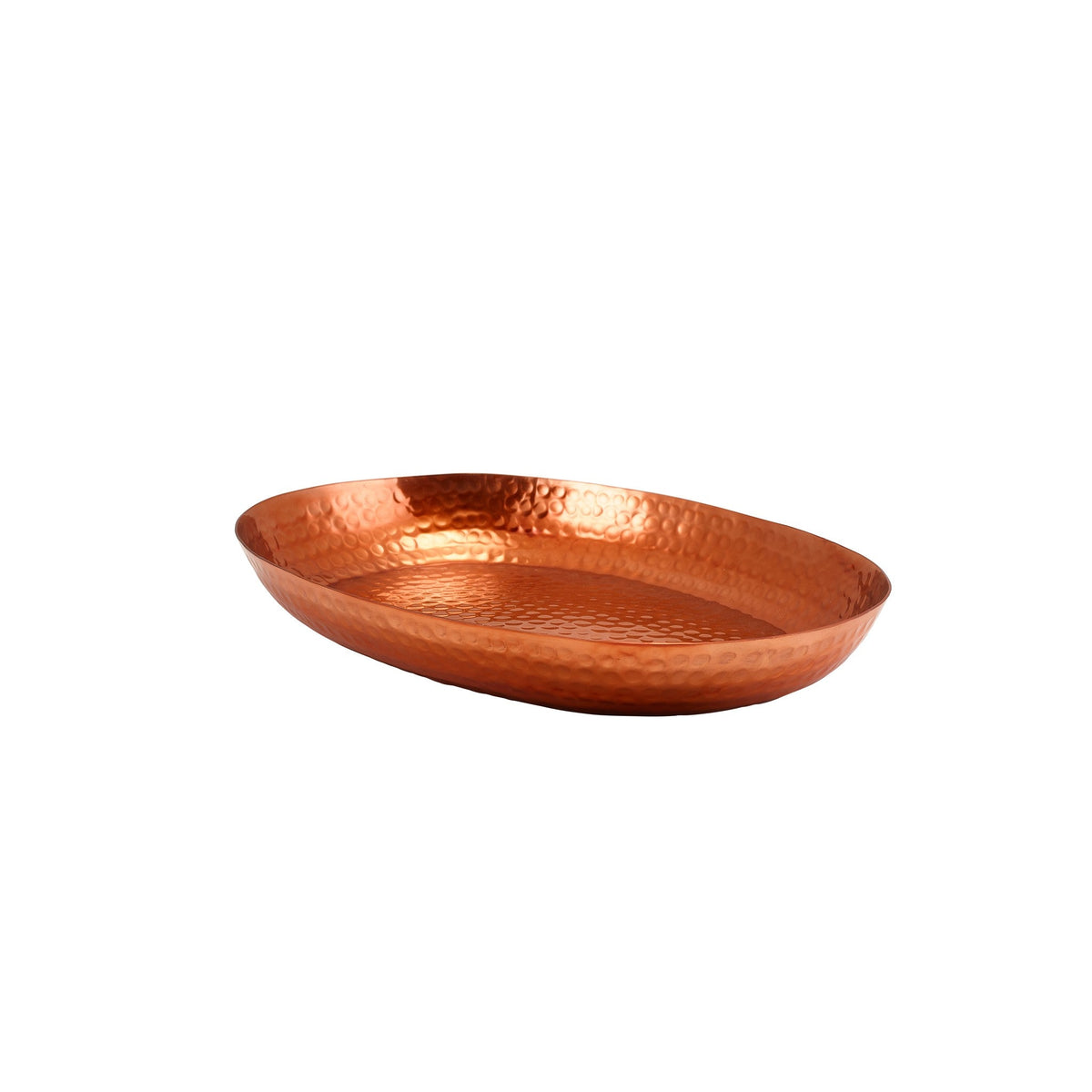 Copper hammered aluminium oval platter 43.5 x 32.5cm