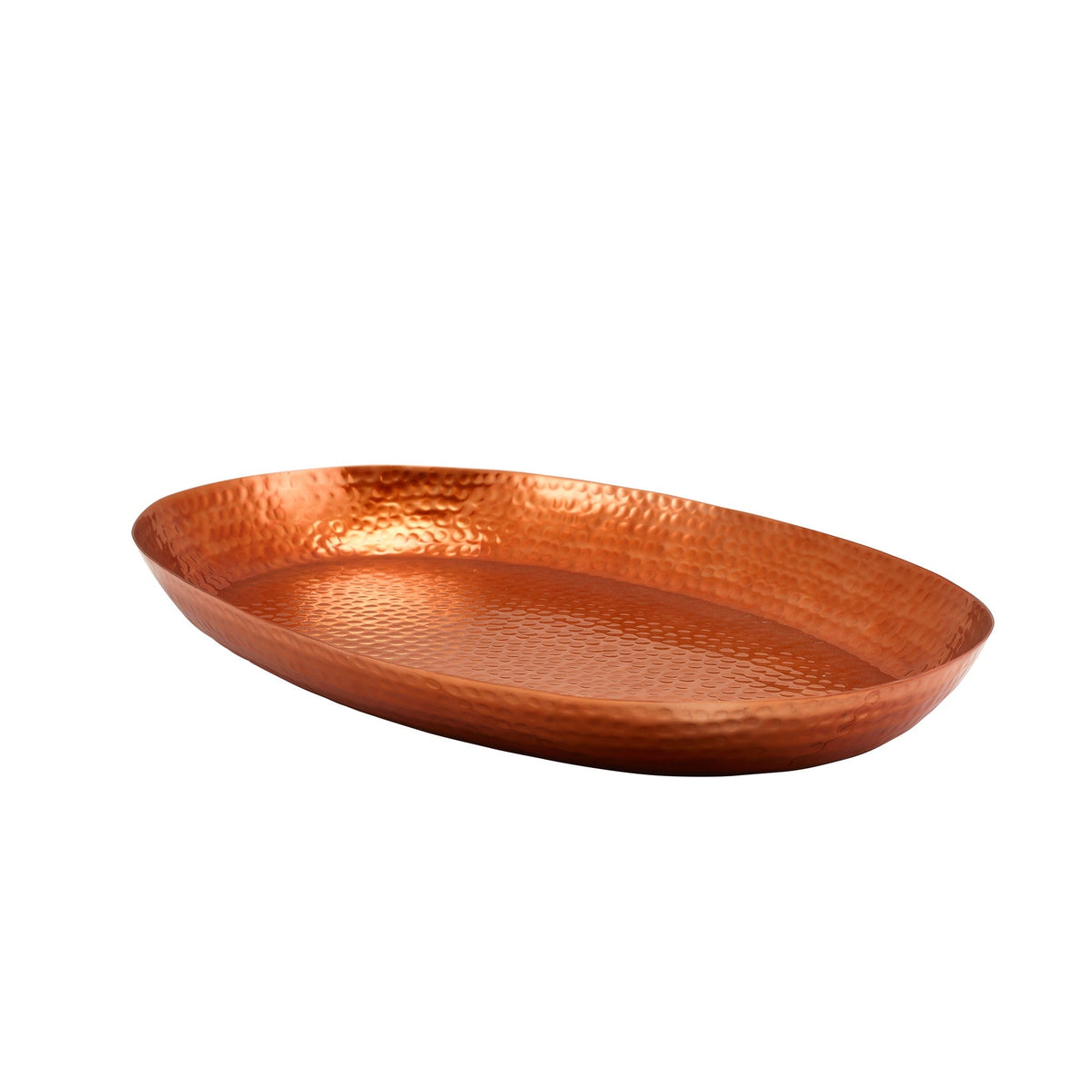 Large copper hammered aluminium oval platter 56 x 39cm