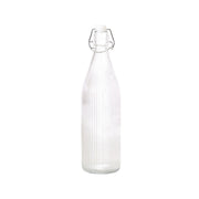 Striped glass swing top water bottle 1L
