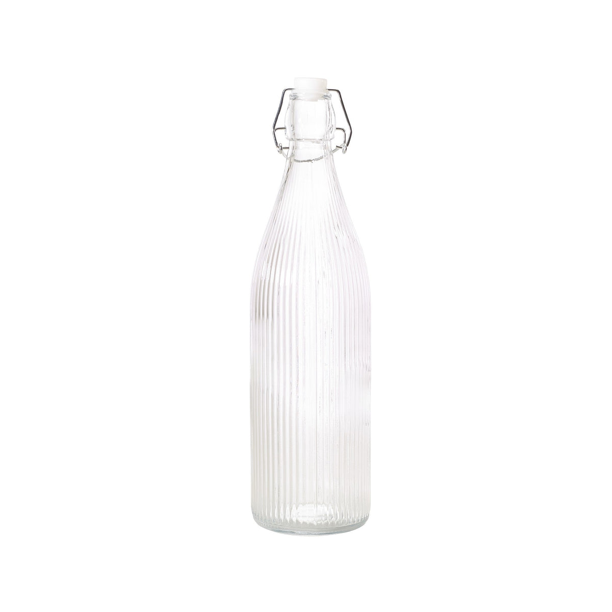 Striped glass swing top water bottle 1L