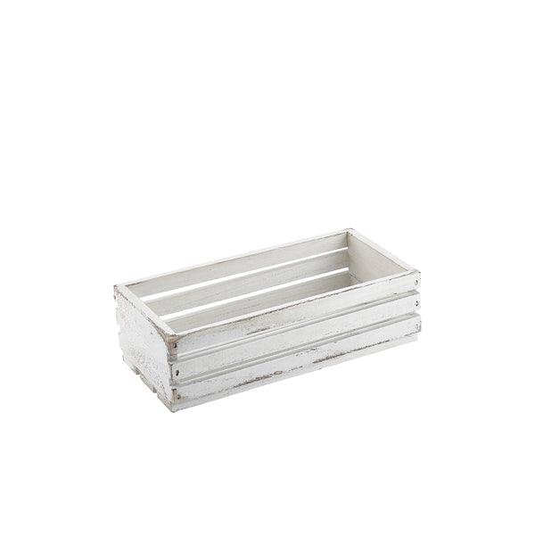 Genware White Wash Wooden Crate 25 x 12 x 7.5cm - BESPOKE 77