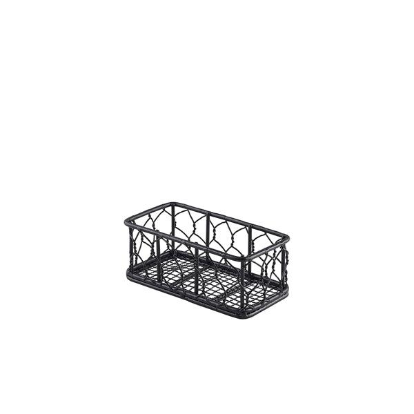 Genware Rectangular Black Wire Basket 14 x 7 x 5.5cm - BESPOKE 77