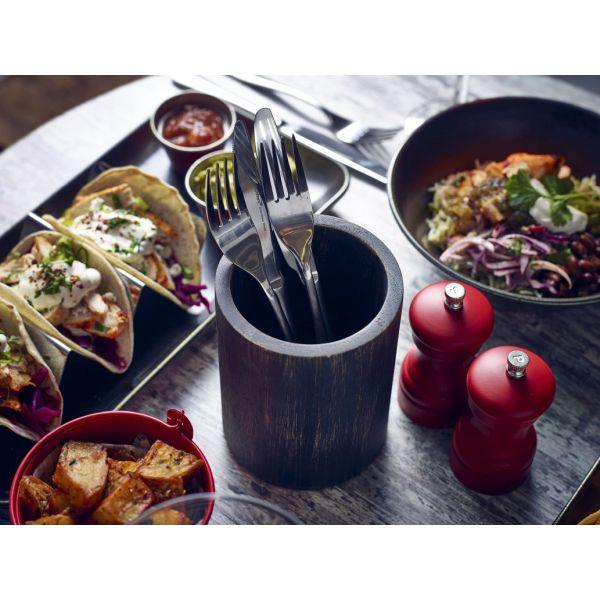 GenWare Black Wash Acacia Wood Cutlery Cylinder - BESPOKE 77