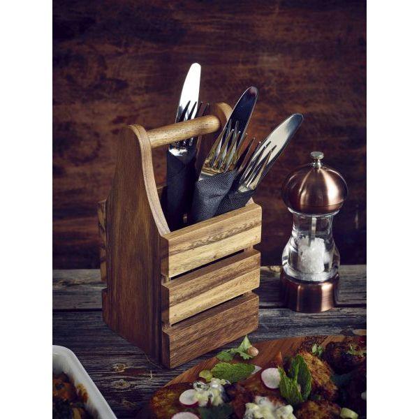 Acacia Wood Cutlery Holder 10 x 10 x 20cm - BESPOKE 77