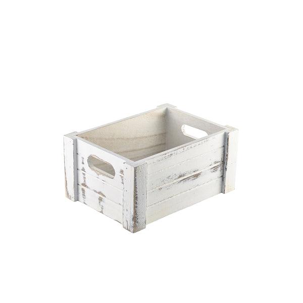 Genware White Wash Wooden Crate 22.8x16.5x11cm - BESPOKE 77