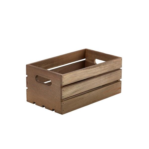 Genware Dark Rustic Wooden Crate 27 x 16 x 12cm - BESPOKE 77