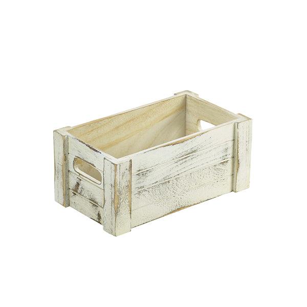 Genware White Wash Wooden Crate 27 x 16 x 12cm - BESPOKE 77