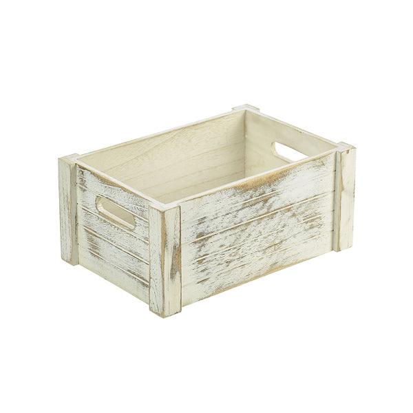 Genware White Wash Wooden Crate 34 x 23 x 15cm - BESPOKE 77