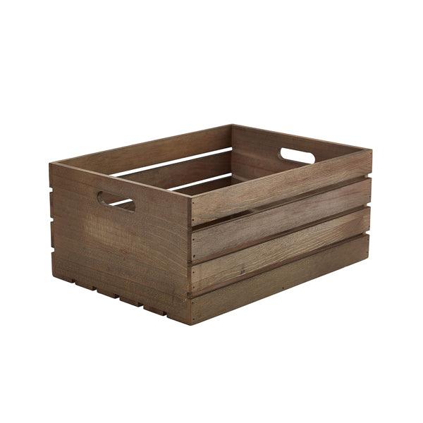 Genware Dark Rustic Wooden Crate 41 x 30 x 18cm - BESPOKE 77