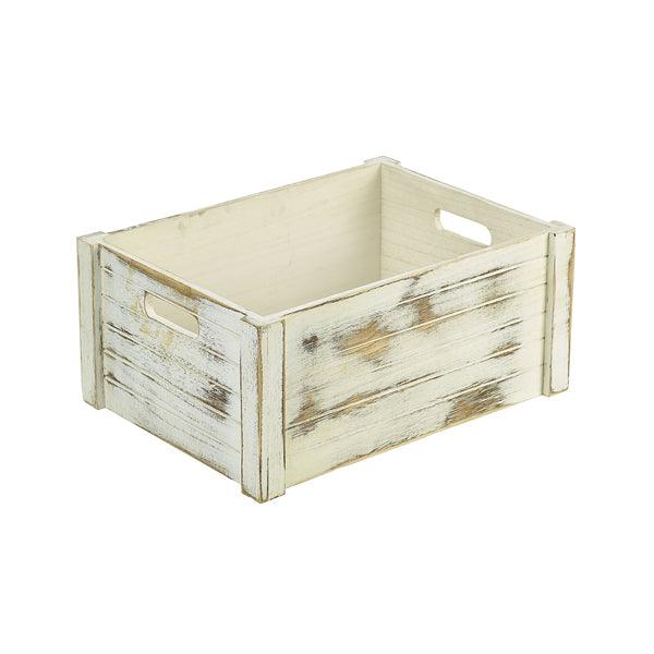 Genware White Wash Wooden Crate 41 x 30 x 18cm - BESPOKE 77