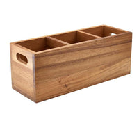 GenWare Acacia Wood 3 Compartment Cutlery Box - BESPOKE 77