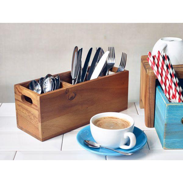 GenWare Acacia Wood 3 Compartment Cutlery Box - BESPOKE 77