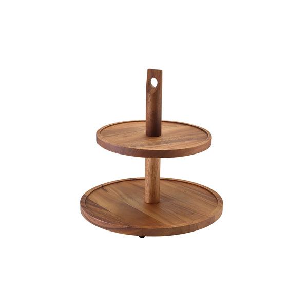 GenWare Acacia Wood Two Tier Cake Stand - BESPOKE 77