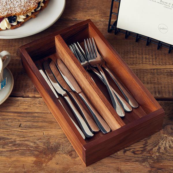 GenWare Acacia Wood 2 Compartment Cutlery Tray - BESPOKE 77