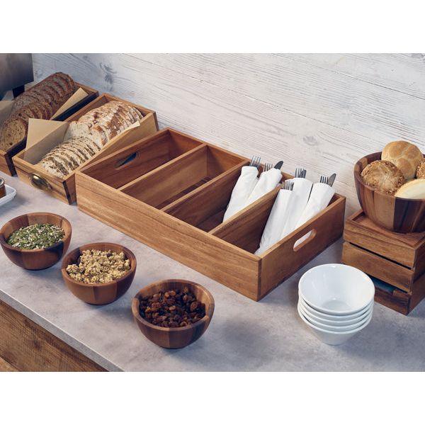 Acacia Wood 4 Compartment Cutlery Tray - BESPOKE 77