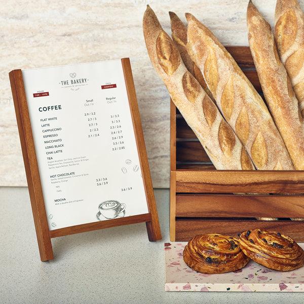 GenWare Acacia Wood A4 Menu Holder - BESPOKE 77