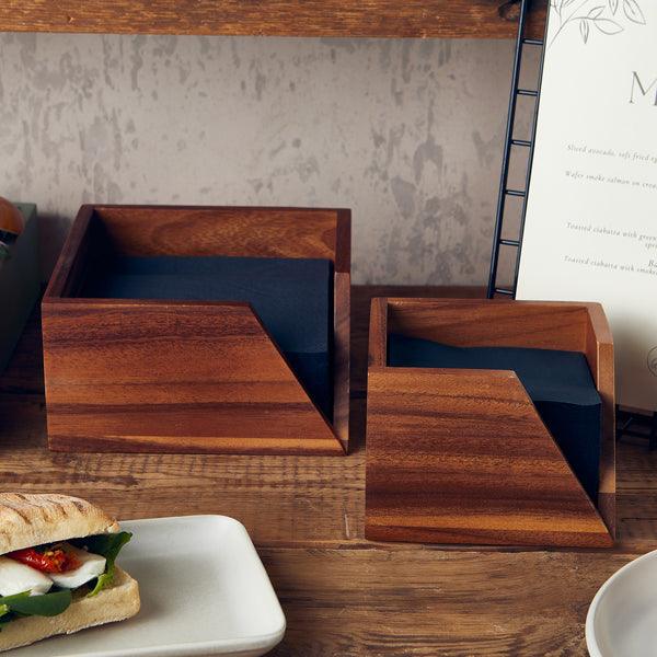 GenWare Acacia Wood Serviette Holder 14 x 10cm - BESPOKE 77