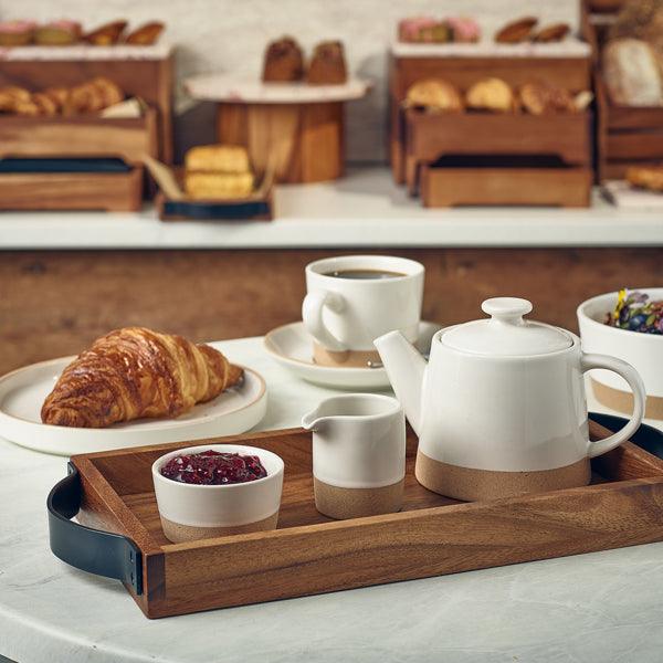 GenWare Acacia Wood Serving Tray with Metal Handles 32.5 x 17.5cm - BESPOKE 77