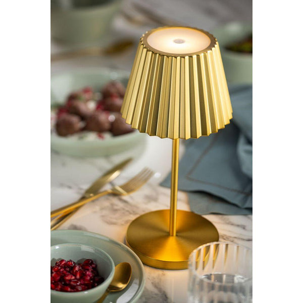Dominica LED Cordless Lamp 26cm - Brushed Gold - BESPOKE77