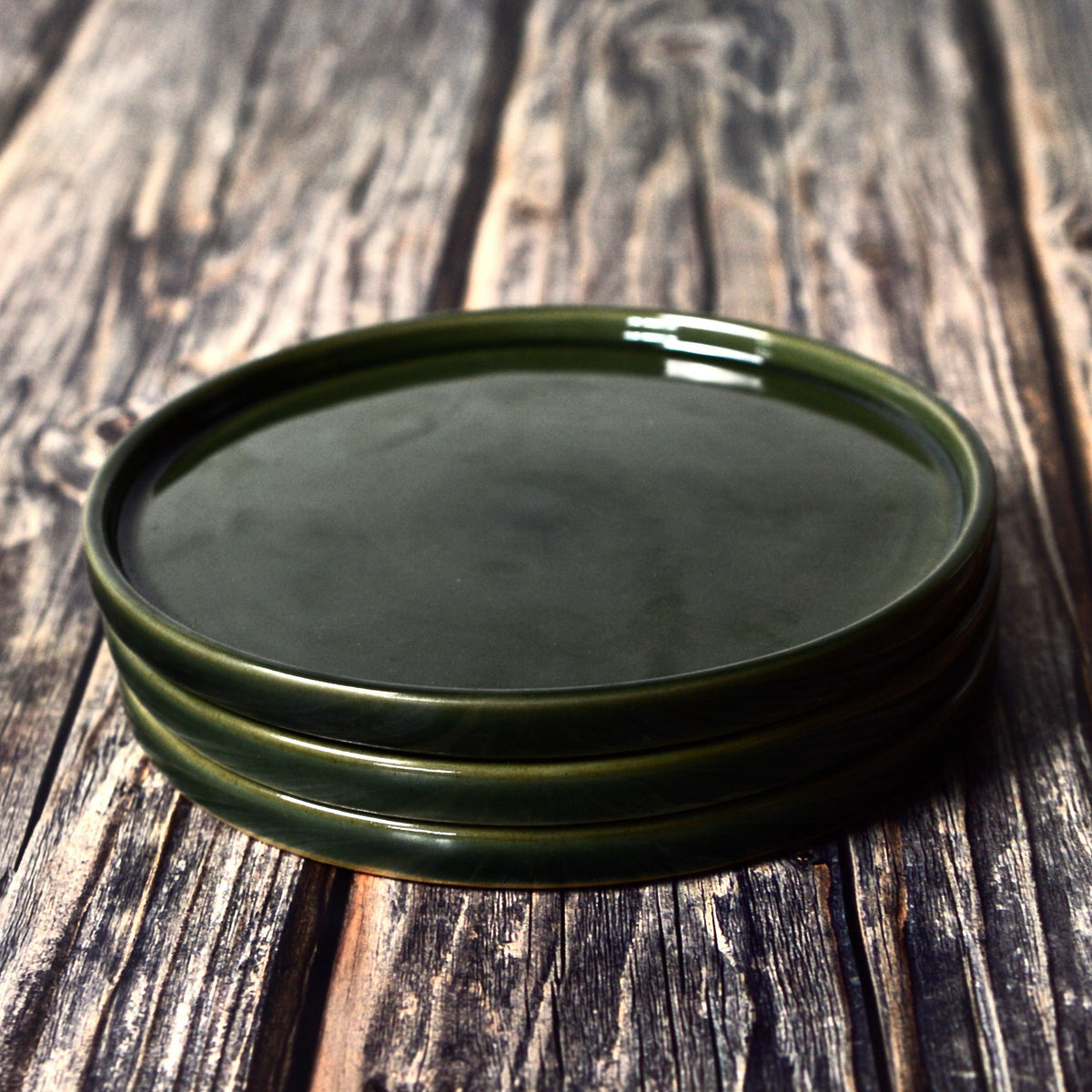 Forest Green 17.5cm Stoneware Flat Plate - BESPOKE77