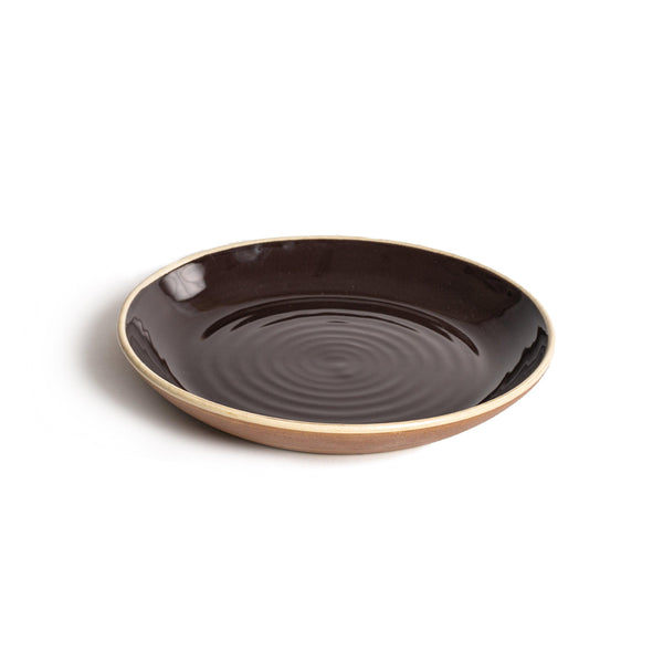 Mocha Brown Hazelnut 23cm Swirl Plate With Tan Edge - BESPOKE77