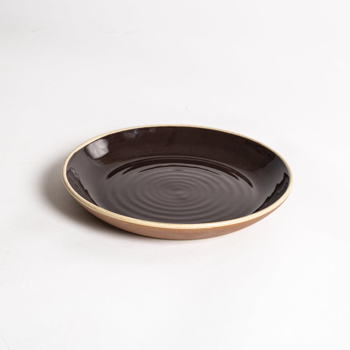Mocha Brown Hazelnut 23cm Swirl Plate With Tan Edge - BESPOKE77