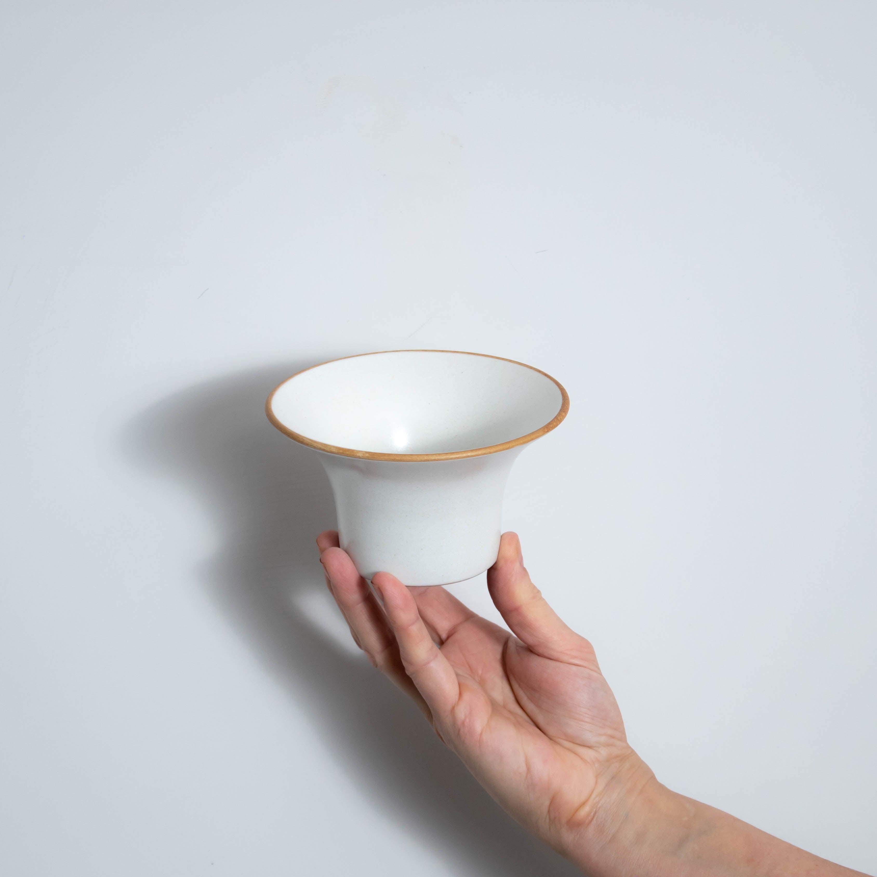 Matte White With Rye Edge Stoneware Flared Bowl 12.5cm Dia