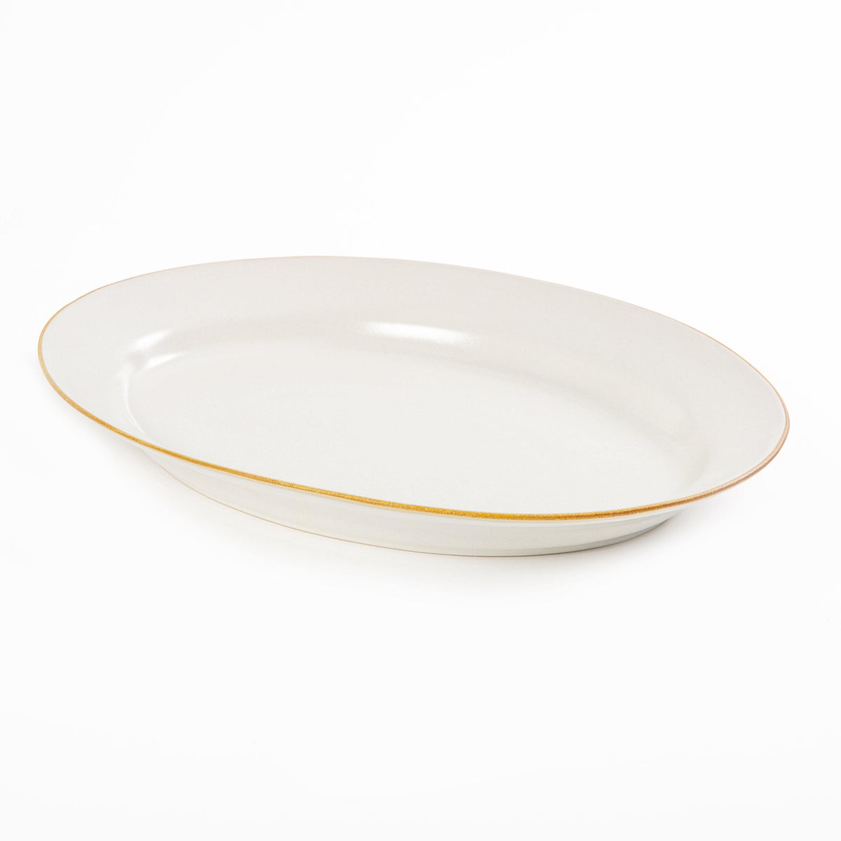 Matte White With Rye Edge Large Oval Stoneware Mains Plate 39x30cm