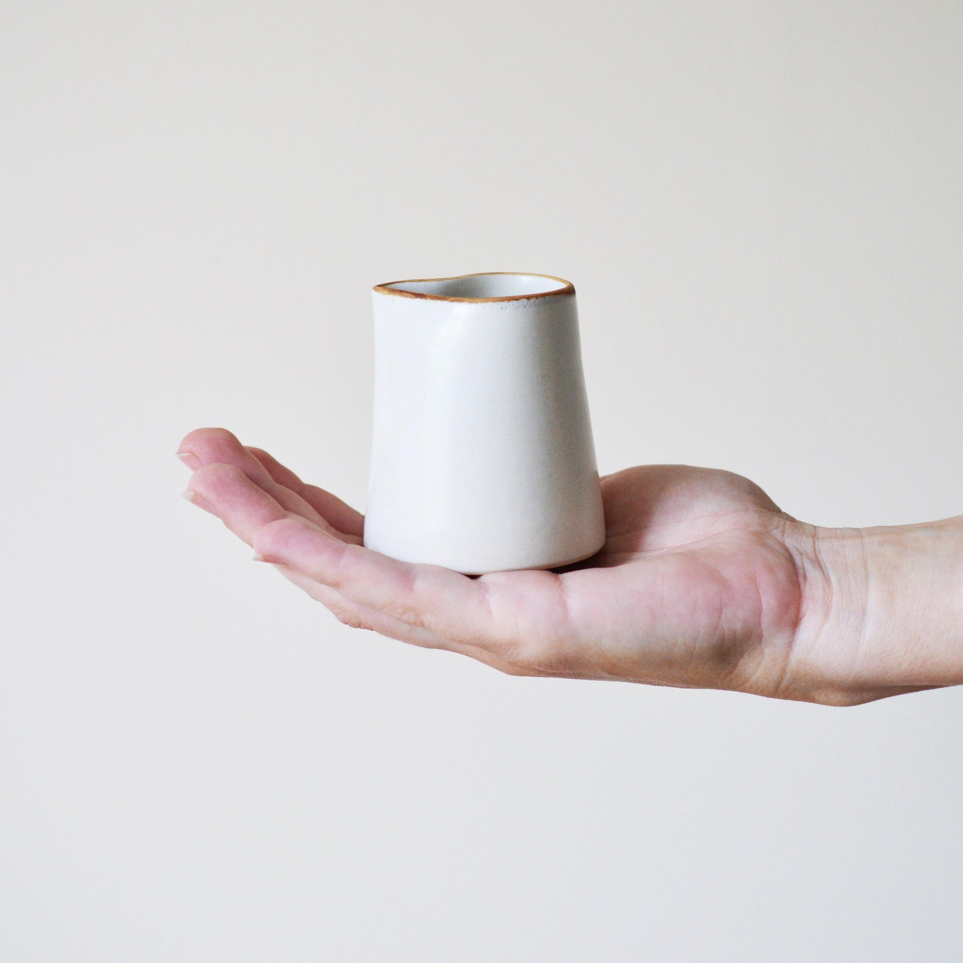 Matte White with Rye Edge Small Sauce Stoneware Jug 7cm H (90ml)