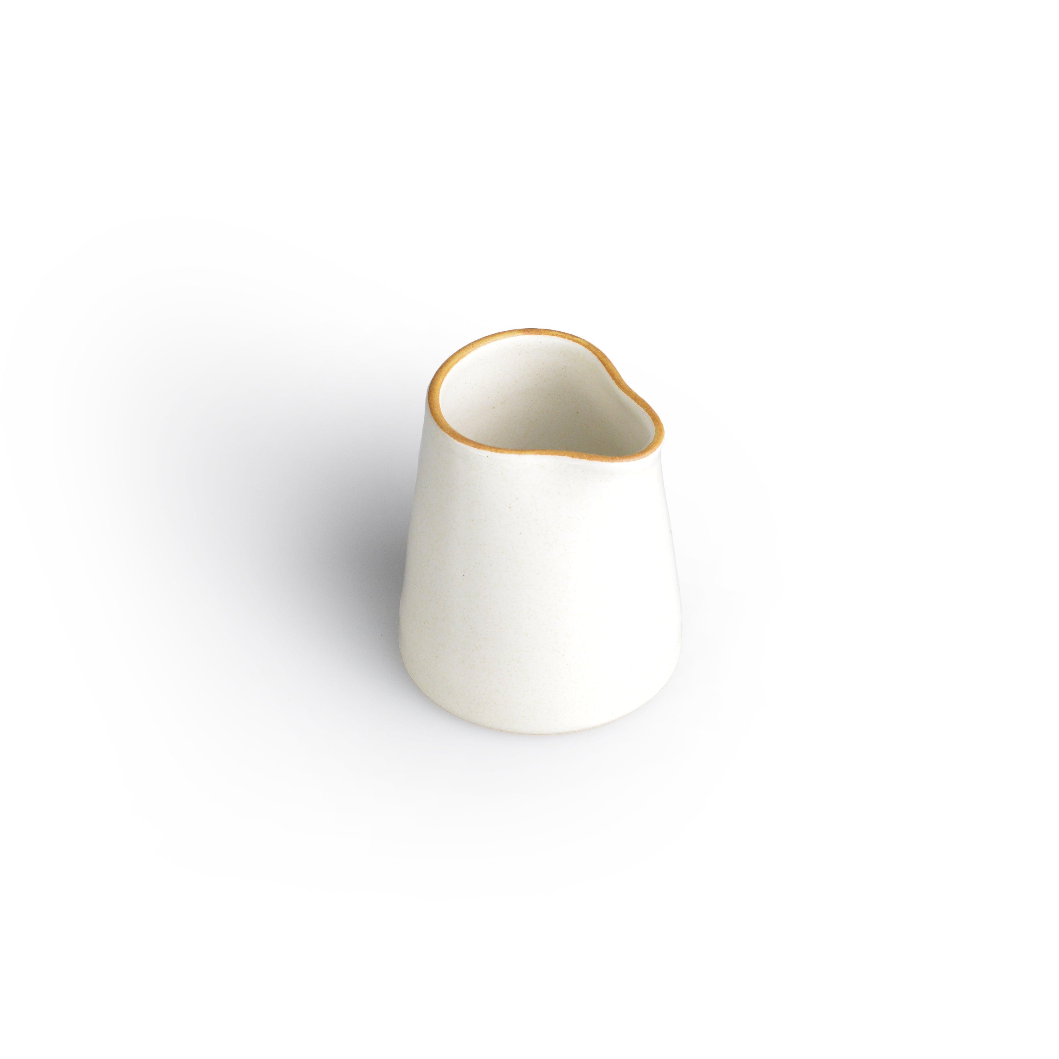 Matte White with Rye Edge Small Sauce Stoneware Jug 7cm H (90ml)