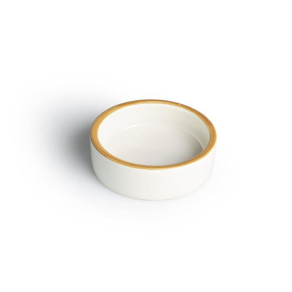 Matte White with Rye Edge Stoneware Olive Dish Thick Rim 9.5cm Dia x 4cm H