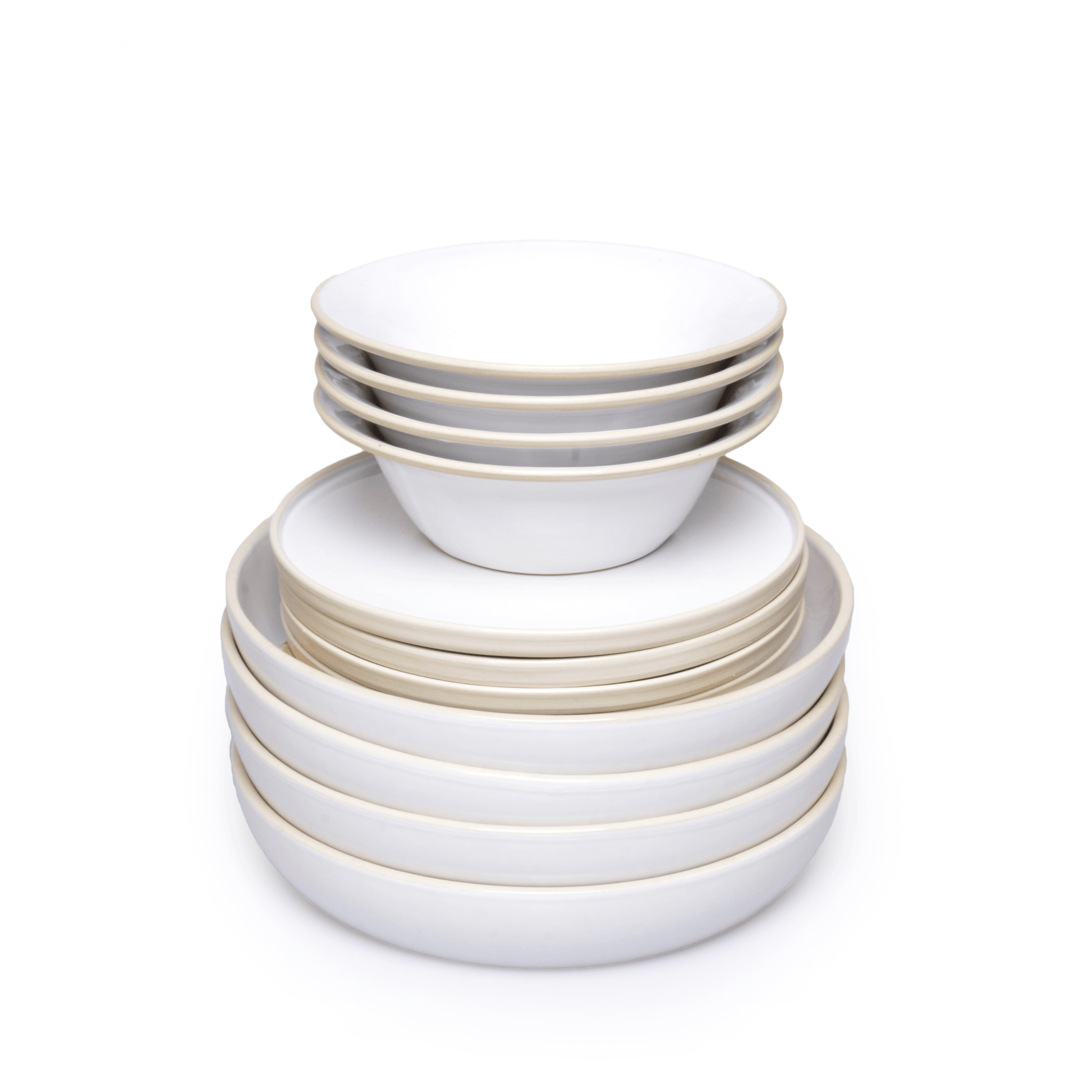 Premium Tavs White with Barley Edge 12 Piece Stoneware Dinner Set - BESPOKE77
